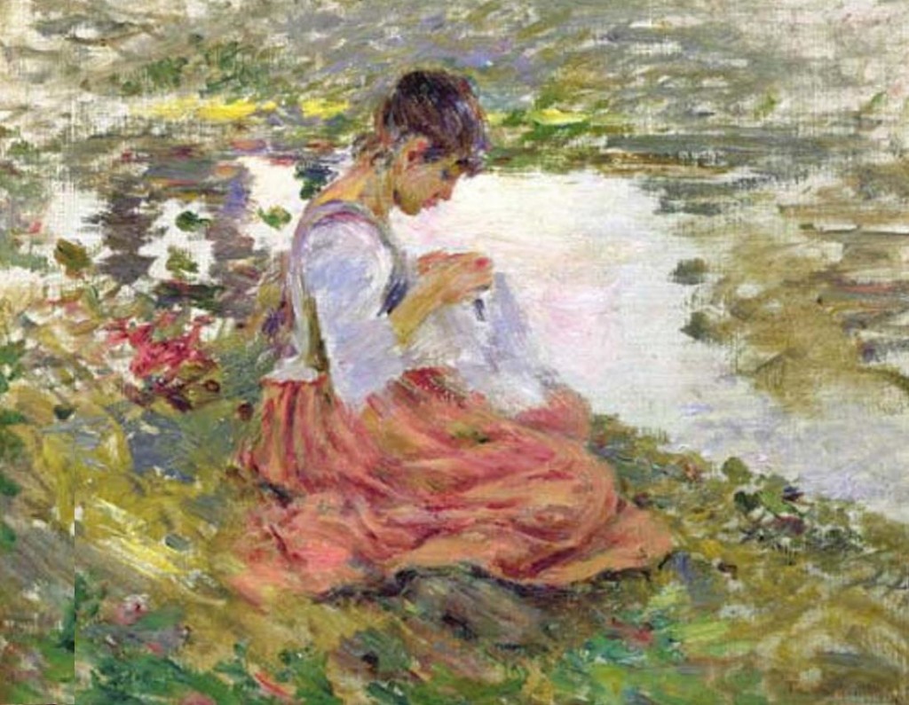 waterhouse__and__dodd_sewing_by_the_river_12701232709188